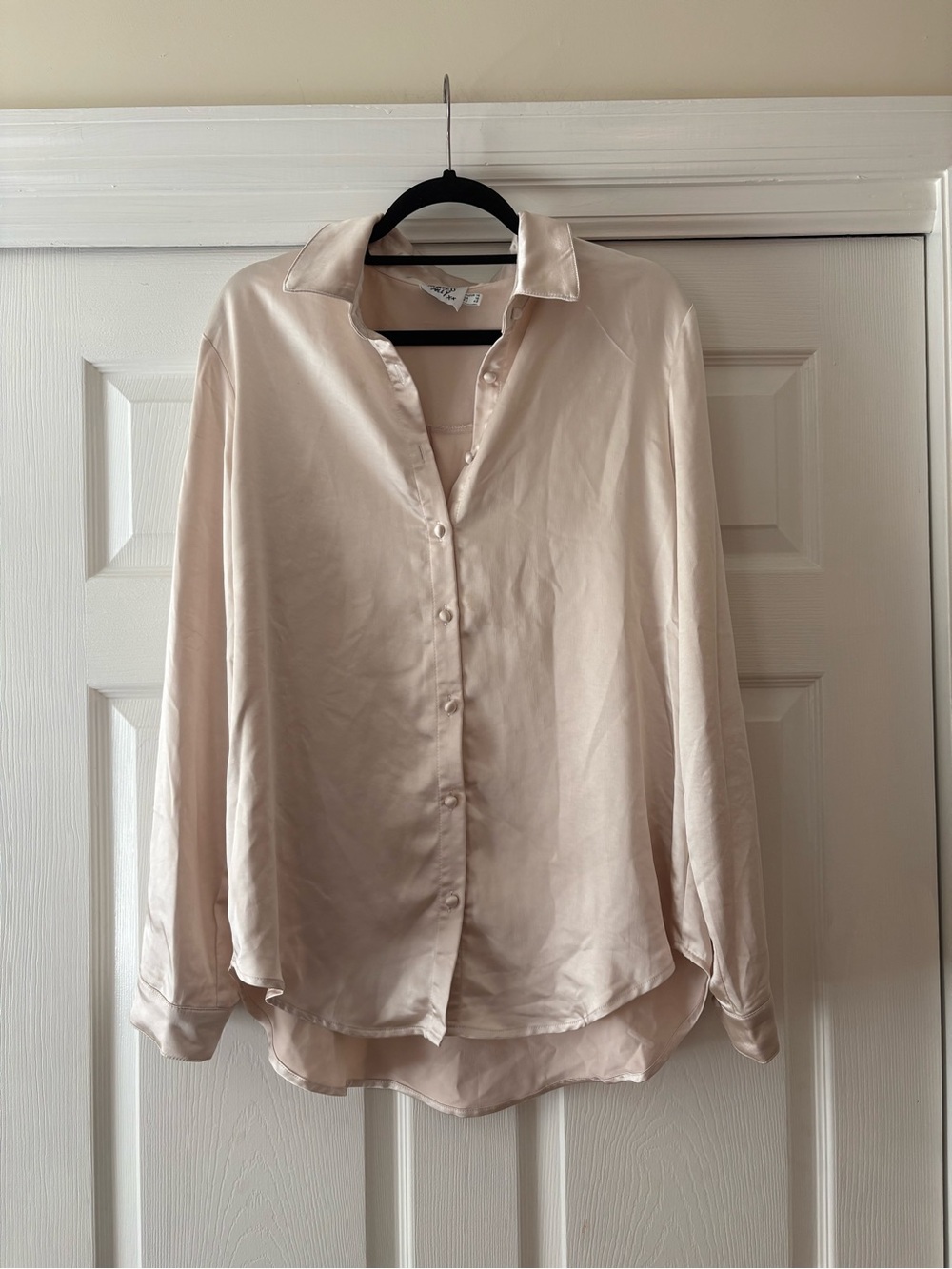 Princess Polly Blush Satin Button-Front Top